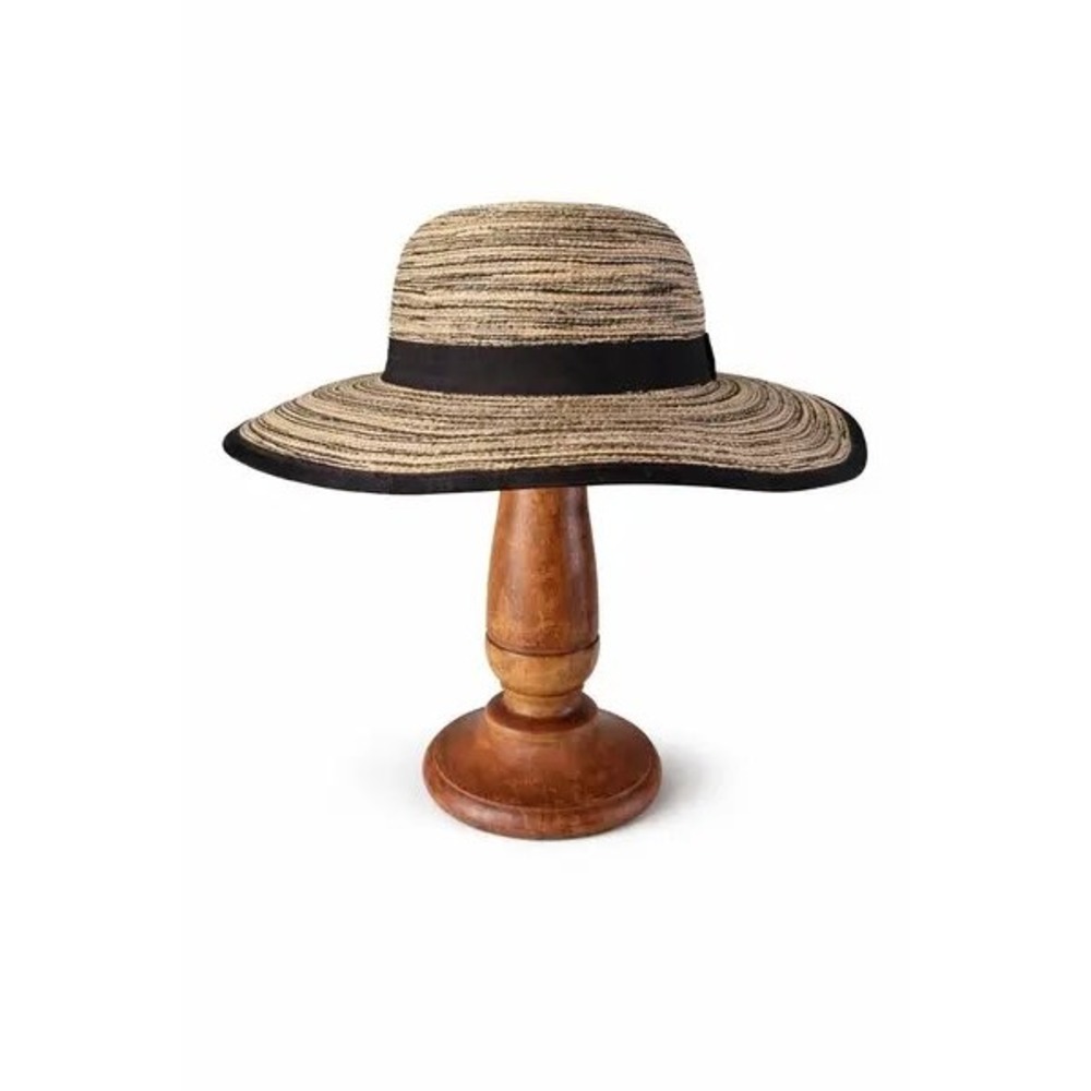 Milani Sun Hat Tan Black‎ Striped UPF 50+ Wide Brim Women OS